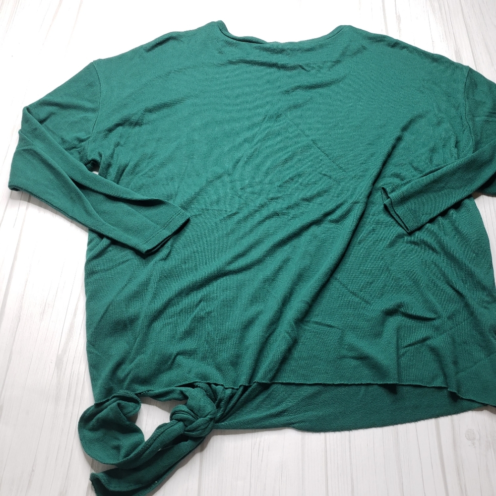 Caslon Green Front Tie Hem Sweater Petite Small